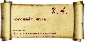 Korcsmár Anna névjegykártya